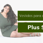 Mulher sentada usando vestido plus size verde, com texto "Vestidos para a primavera" ao lado.