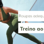 Mulher em posição de corrida, vestindo roupa de treino verde, com texto 'Roupas adequadas para Treino ao ar livre'.