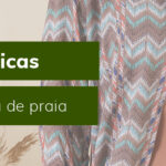 Saída de praia com padrão zig-zag e texto "Dicas saída de praia".